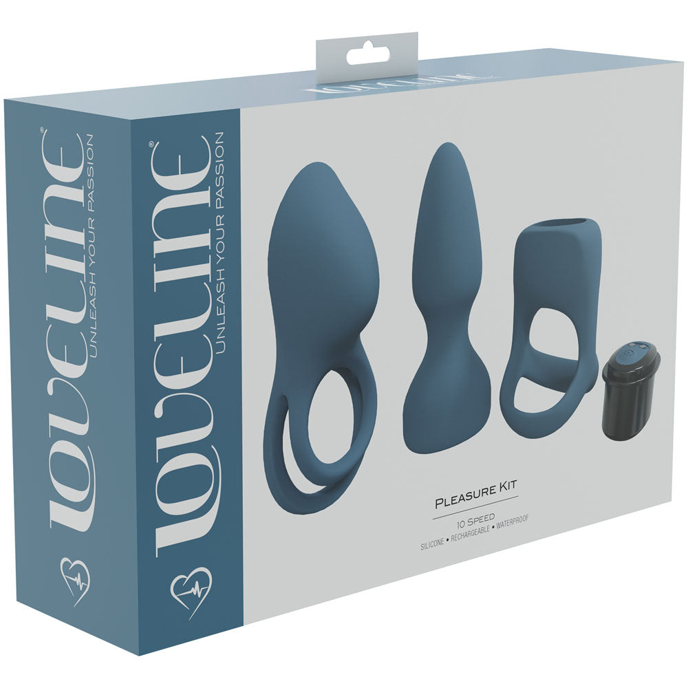 LOVELINE Pleasure Kit Blue USB Rechargeable Male Kit - 3 Piece Set