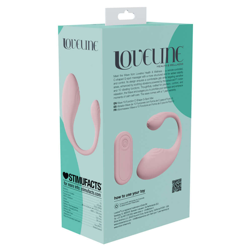 LOVELINE Wave - Pink USB Rechargeable C-Shaped Vibrator with Remote
