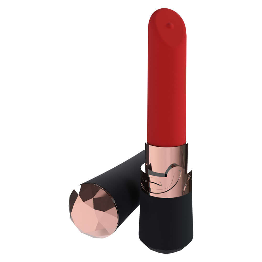 LOVELINE Dahlia - Black - Black/Red 12.5 cm USB Rechargeable Lipstick Vibrator