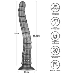 King Sized Vibrating Vibrax Slider - Grey 36.8 cm (14.5'') USB Rechargeable Vibrating Dildo