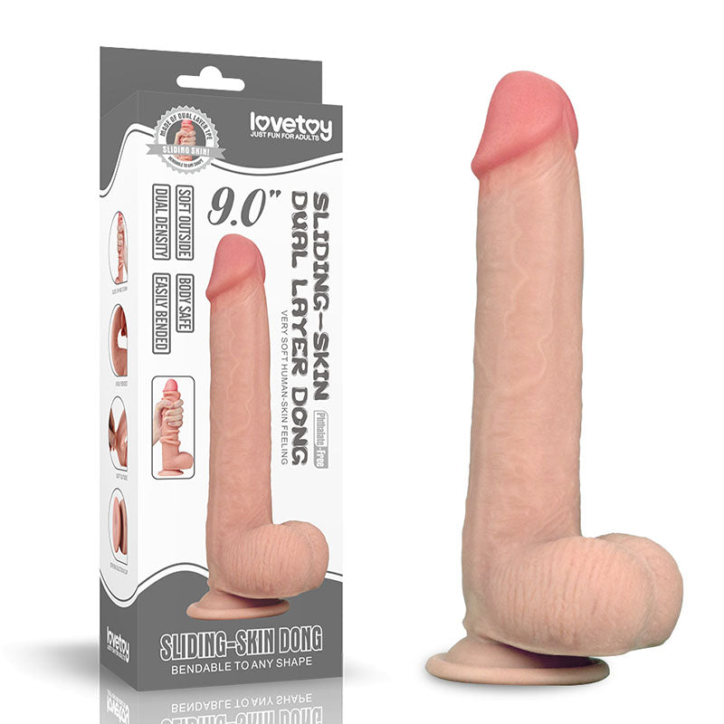 Sliding Skin Dual Layer Dong - Flesh 23 cm (9'') Dong with Flexible Skin