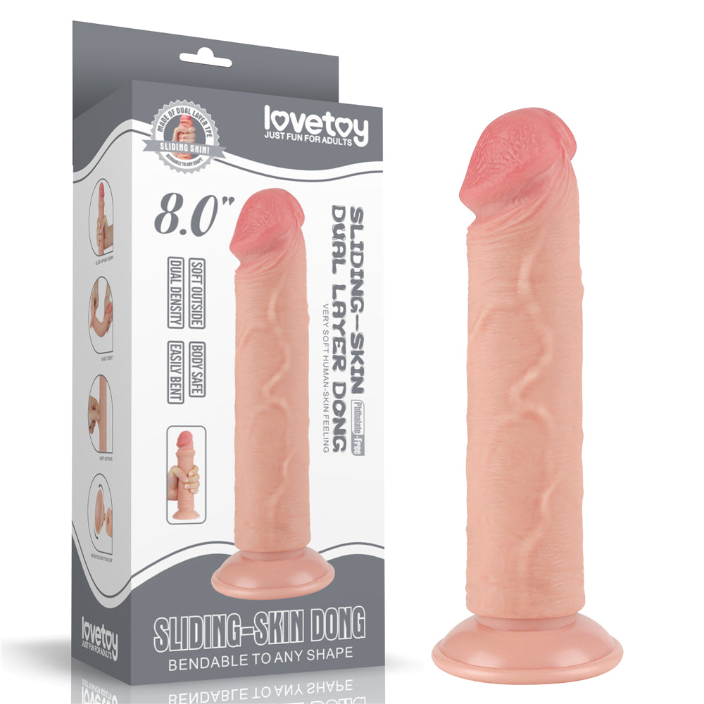 Sliding Skin Dual Layer Dong - Flesh 20 cm (8'') Dong with Flexible Skin