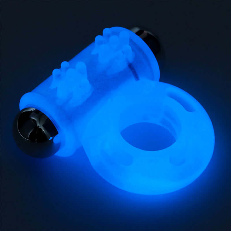 Lumino Play Vibrating Penis Ring - Glow in the Dark Blue Vibrating Cock Ring