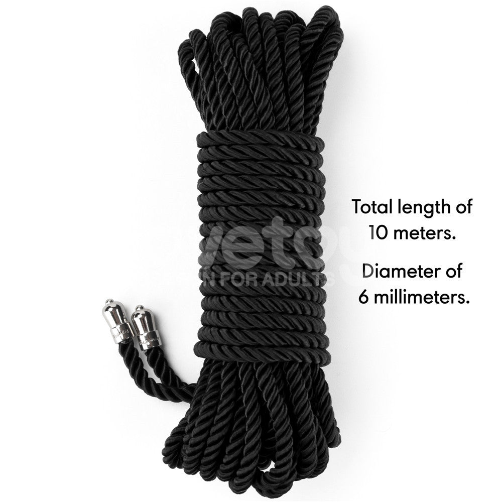 Rebellion Reign Silky Bondage Rope - Black 10 m