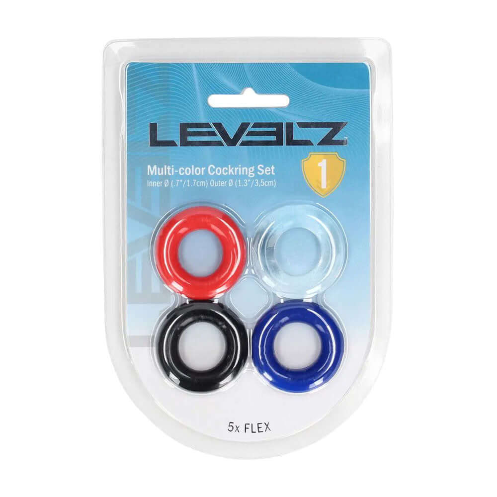 LEVELZ Multicolour Cock Ring Set - 4 Pack - Coloured Cock Rings - 4 Pack