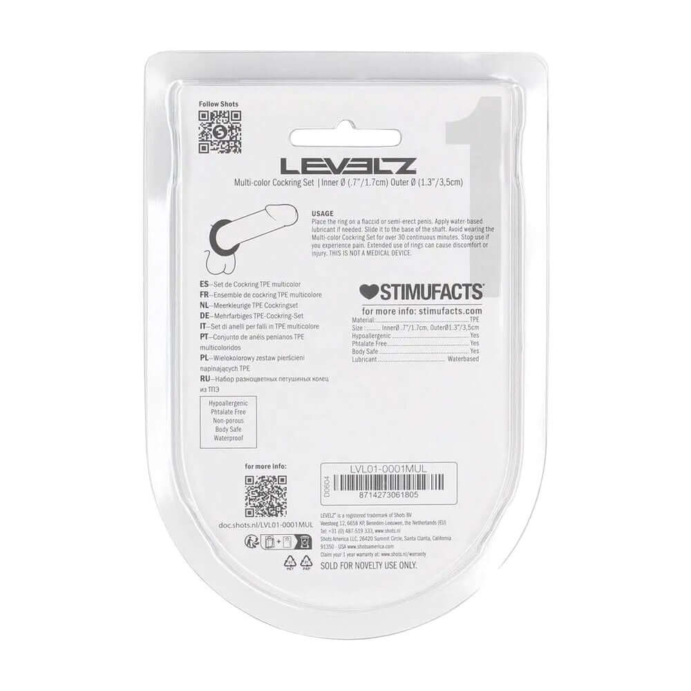 LEVELZ Multicolour Cock Ring Set - 4 Pack - Coloured Cock Rings - 4 Pack