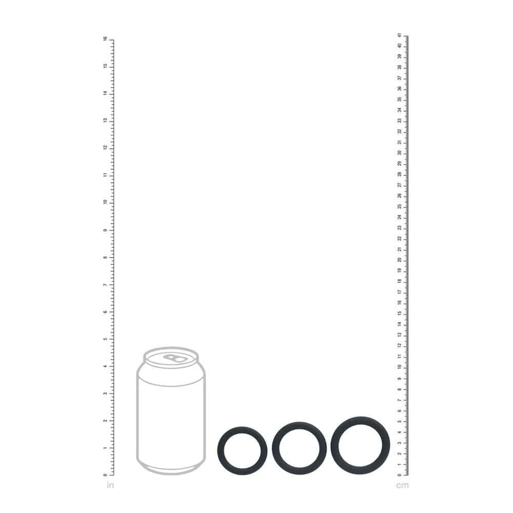 LEVELZ Classic Silicone Cock Ring Set - L/XL/XXL - Black Cock Rings - Set of 3 Sizes