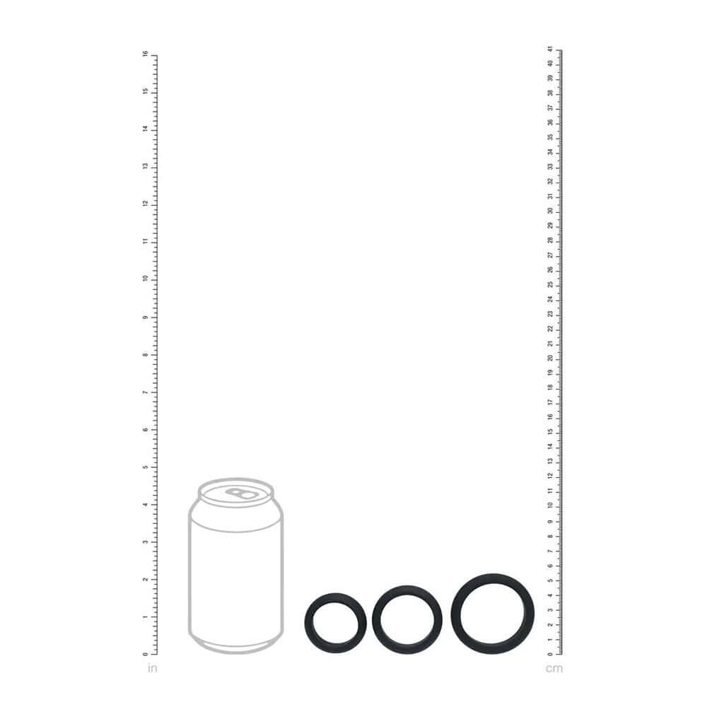 LEVELZ Wide O Silicone Cock Ring Set of 3 - S/M/L - Black Cock Rings - Set of 3 Sizes