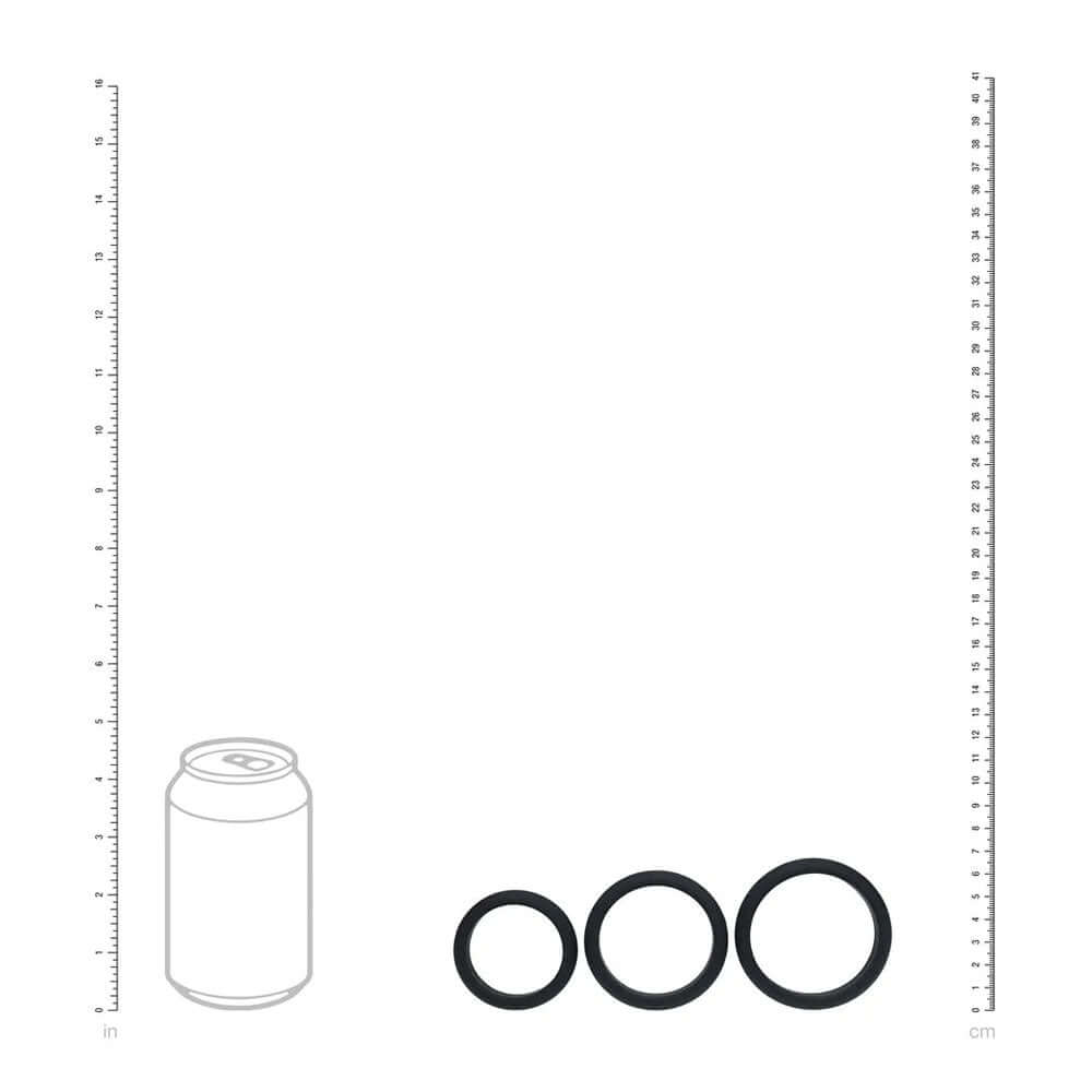 LEVELZ Wide O Silicone Cock Ring Set of 3 - L/XL/2X - Black Cock Rings - Set of 3 Sizes