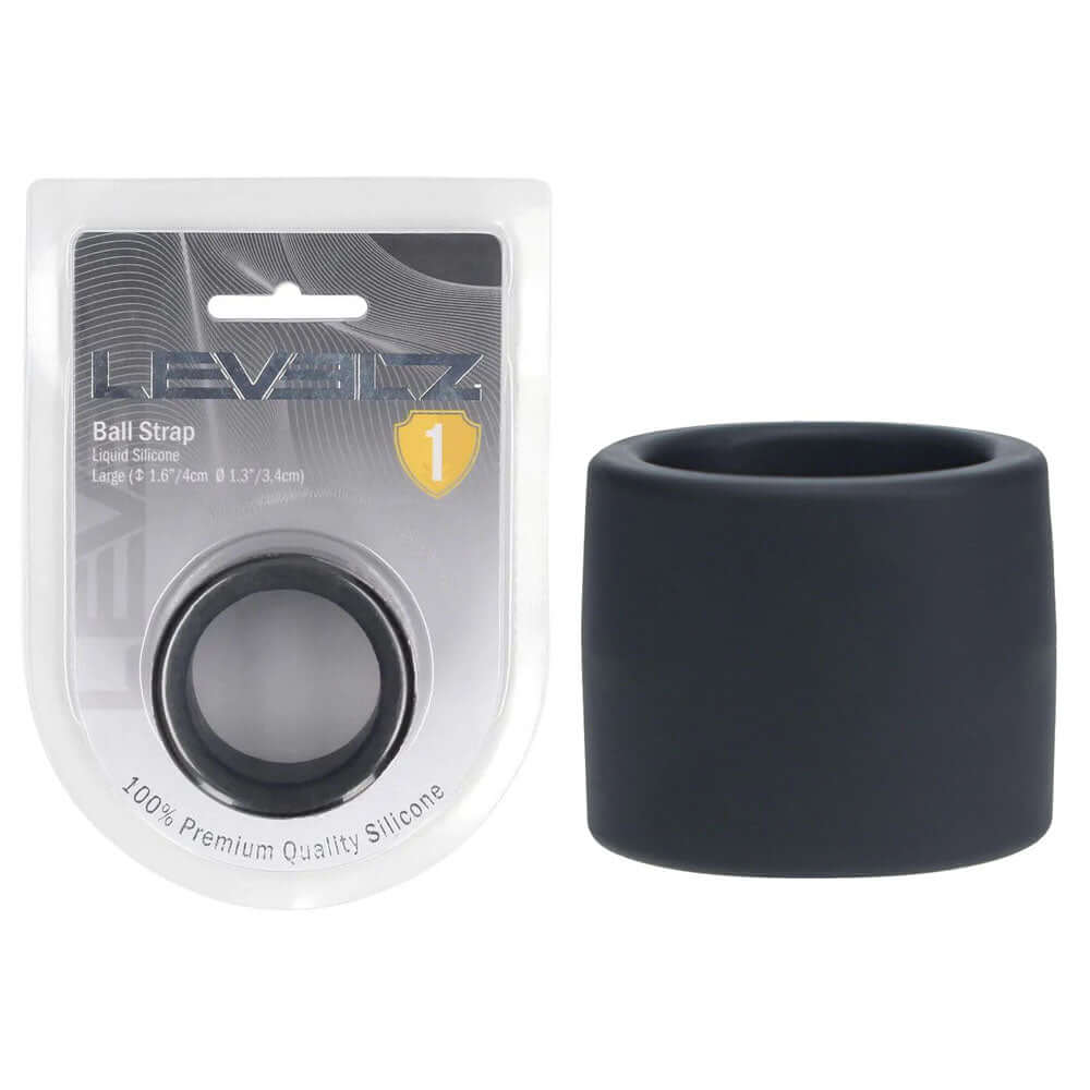 LEVELZ Liquid Silicone Ball Strap - L - Black - Black Ball Strap