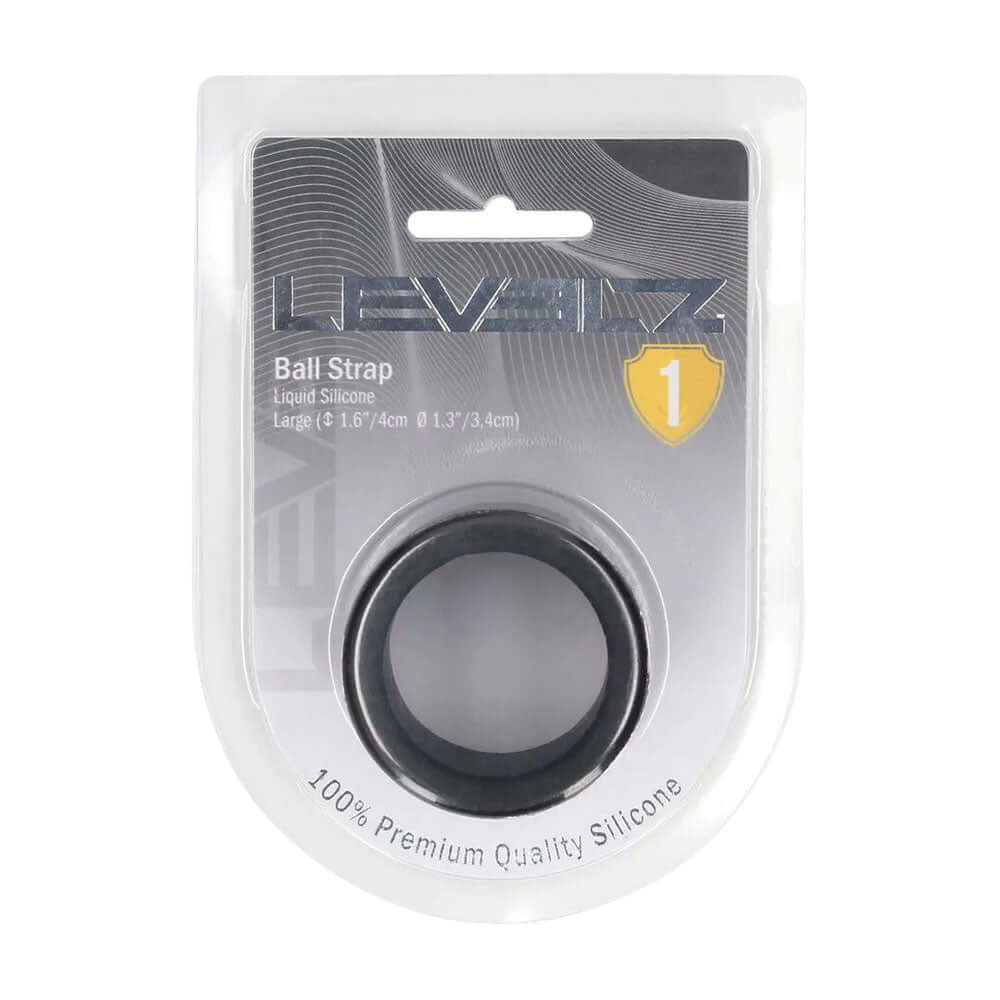 LEVELZ Liquid Silicone Ball Strap - L - Black - Black Ball Strap