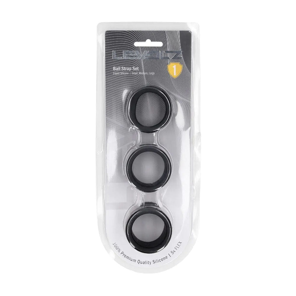 LEVELZ Liquid Silicone Ball Strap Set of 3 - Black - Black Ball Stretchers - Set of 3 Sizes