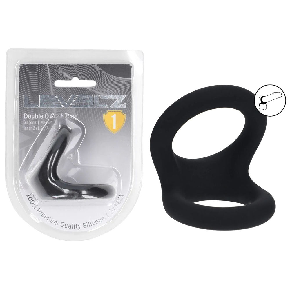 LEVELZ Double O Silicone Cock Ring - M - Black - Black Cock & Balls Rings