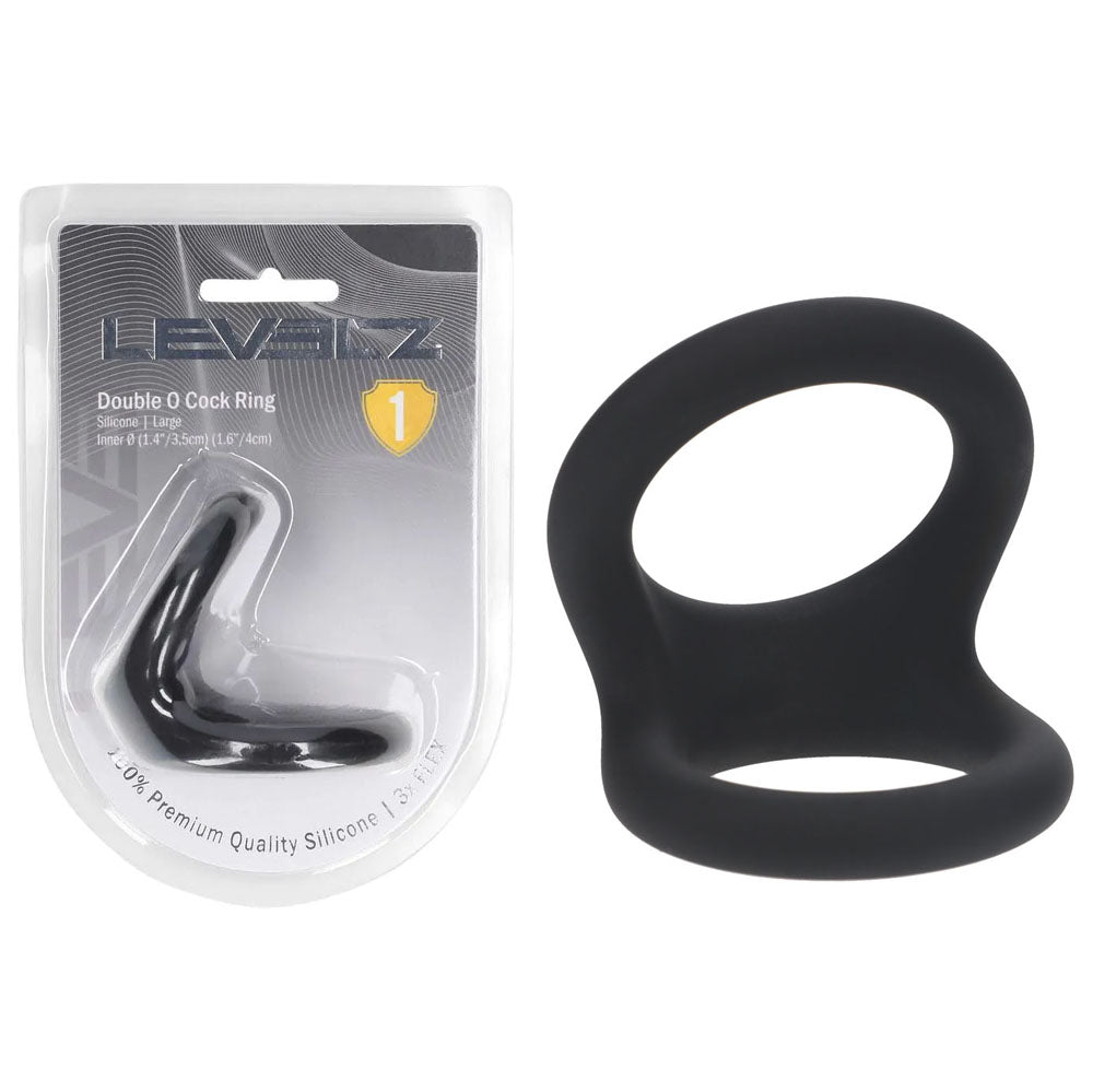 LEVELZ Double O Silicone Cock Ring - L - Black - Black Cock & Balls Rings