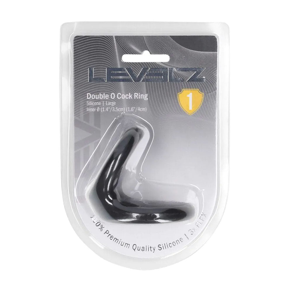 LEVELZ Double O Silicone Cock Ring - L - Black - Black Cock & Balls Rings
