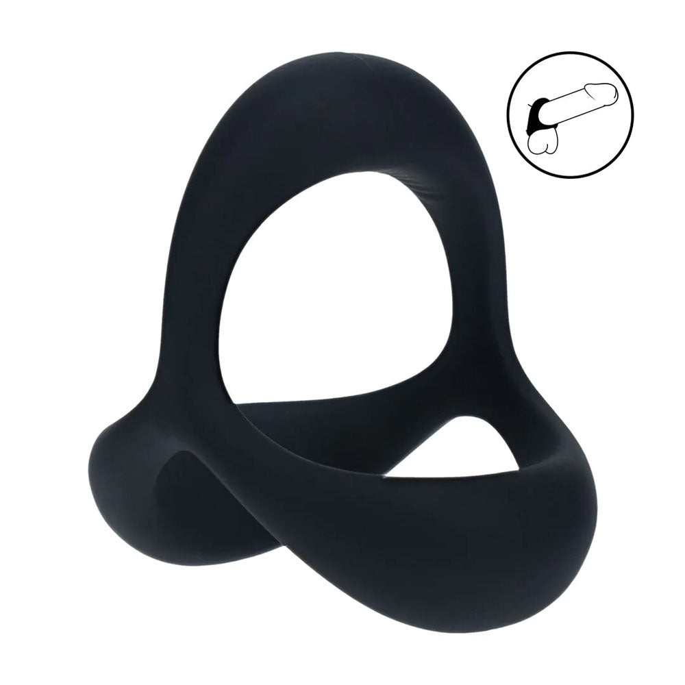 LEVELZ Tri O Ergo Silicone Cock Ring - Black - Black Cock & Balls Rings