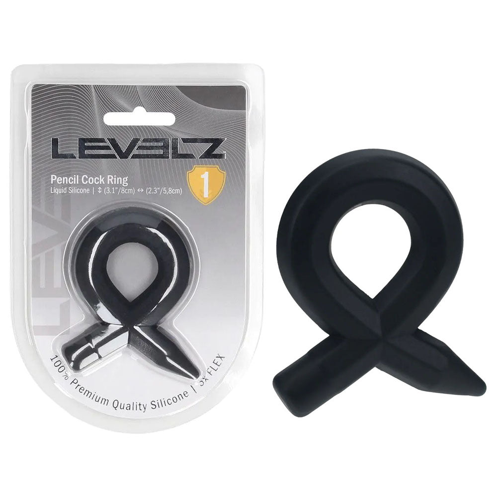 LEVELZ Pencil Liquid Silicone Cock Ring - Black Cock Ring