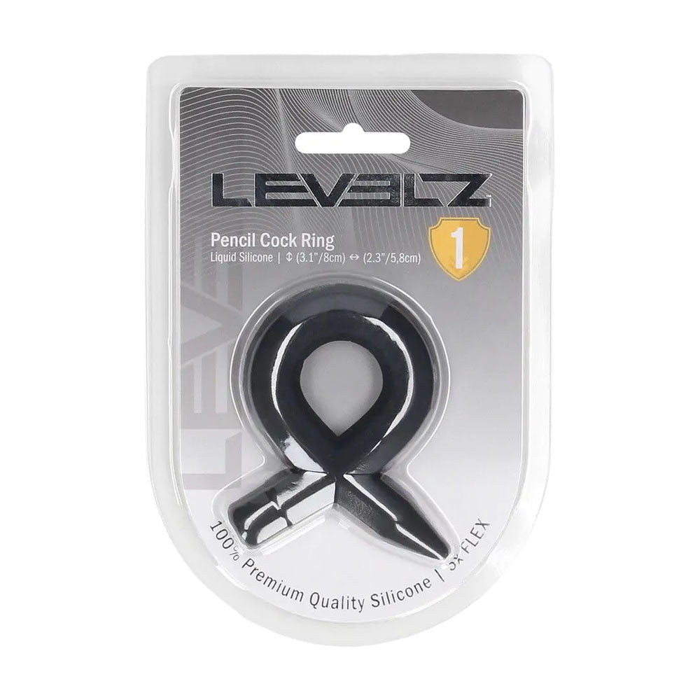 LEVELZ Pencil Liquid Silicone Cock Ring - Black Cock Ring