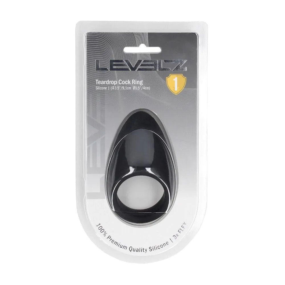LEVELZ Teardrop Silicone Cock Ring - Black - Black Cock Ring