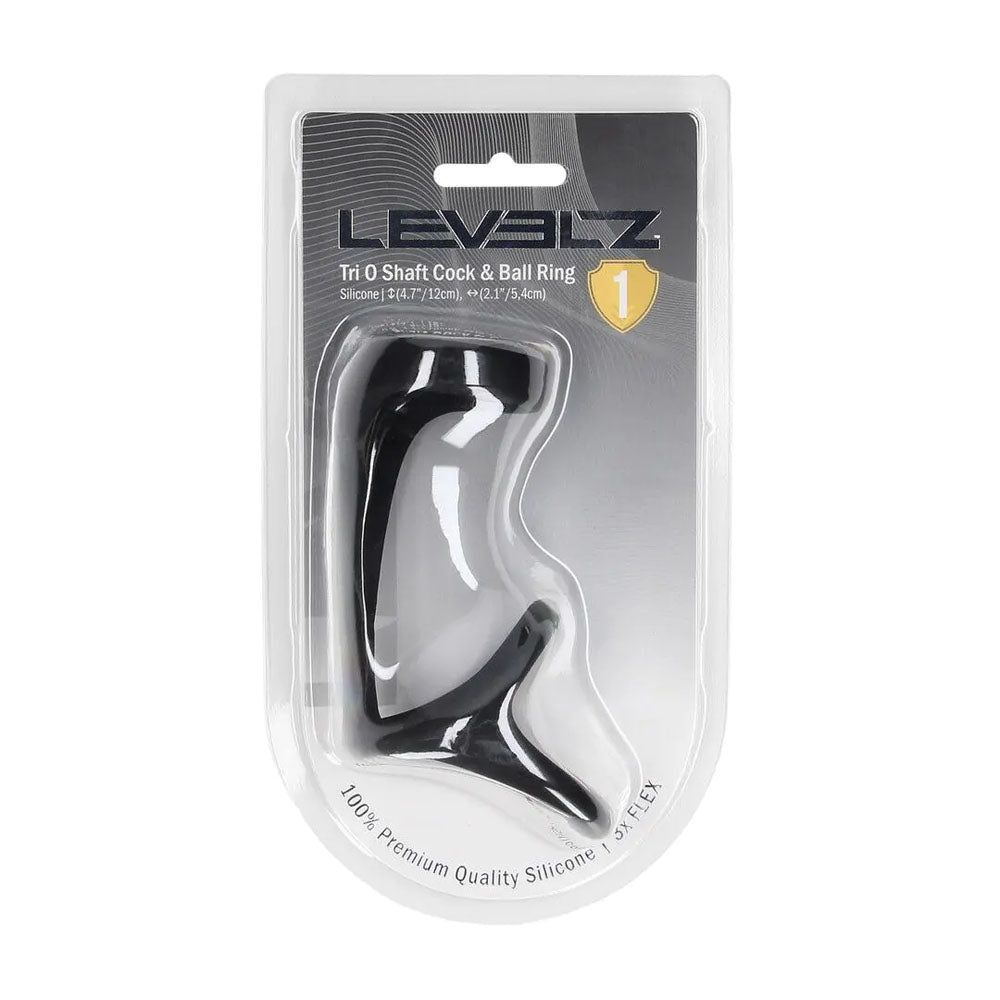 LEVELZ Tri O Silicone Shaft Cock & Ball Ring - Black Cock & Balls Ring