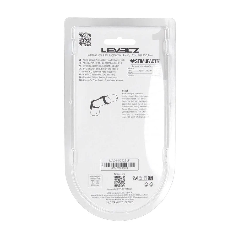 LEVELZ Tri O Silicone Shaft Cock & Ball Ring - Black Cock & Balls Ring