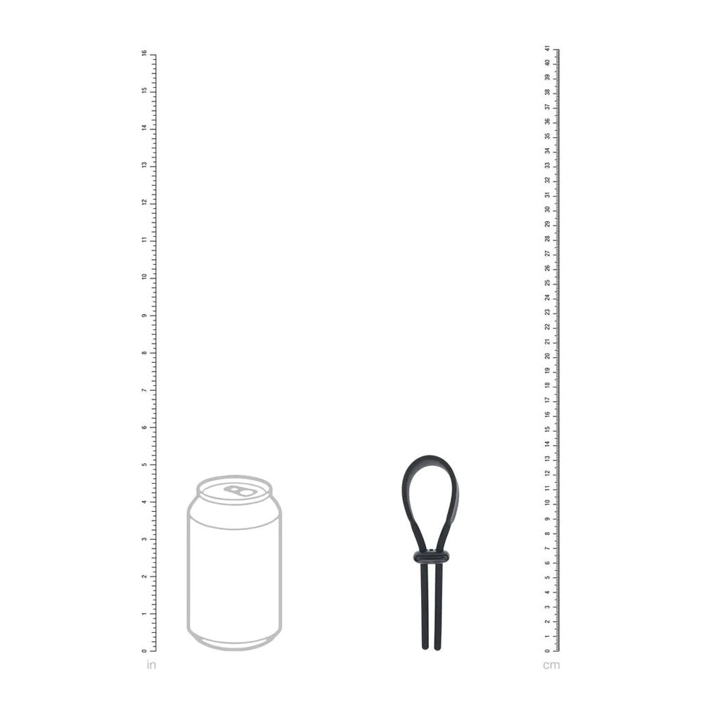 LEVELZ Wide Adjustable Silicone Lasso Cock Ring - Black Adjustable Cock Ring