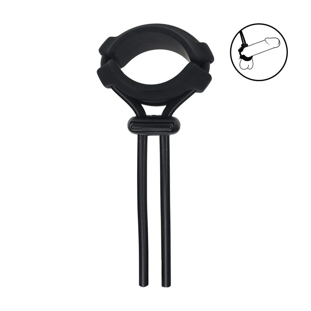 LEVELZ Wide Detachable Lasso Cock Ring - Black - Black Adjustable Cock Ring