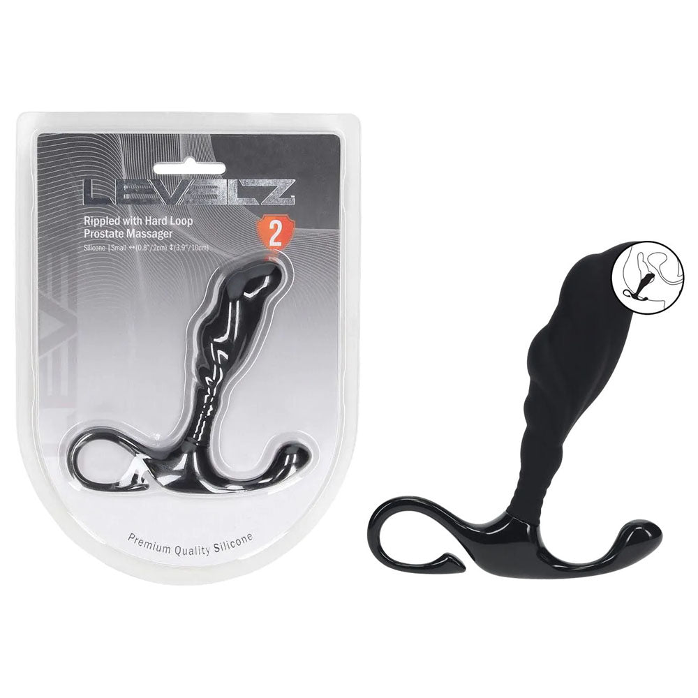 LEVELZ Rippled with Hard Loop Prostate Massager - Small - Black Small Prostate Massager