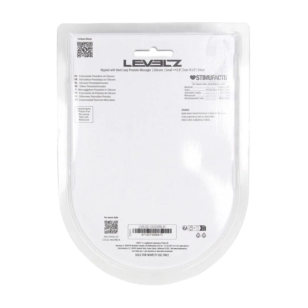 LEVELZ Rippled with Hard Loop Prostate Massager - Small - Black Small Prostate Massager