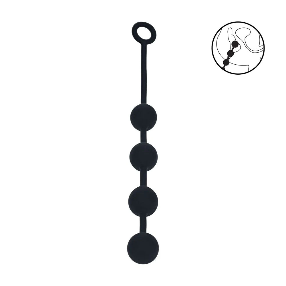 LEVELZ Round Silicone Anal Balls - L - 40mm - Black 40.5 cm Large Anal Beads