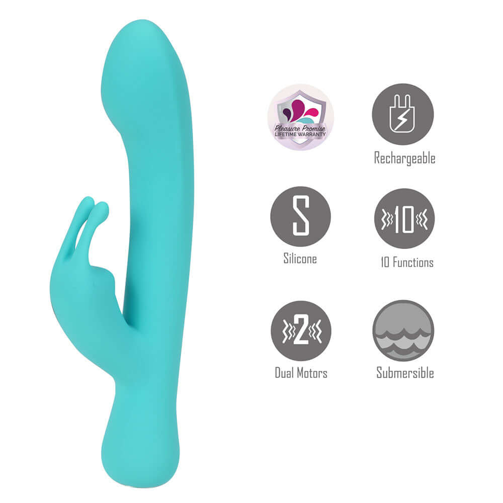 Maia ZARA - Teal - Teal 17.1 cm USB Rechargeable Rabbit Vibrator