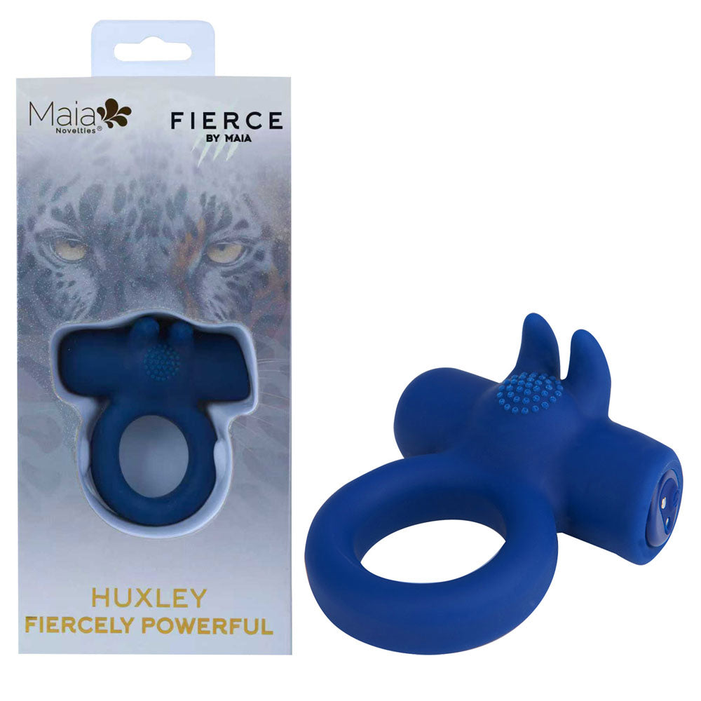 Maia HUXLEY - Blue - Blue USB Rechargeable Strong Vibrating Cock Ring