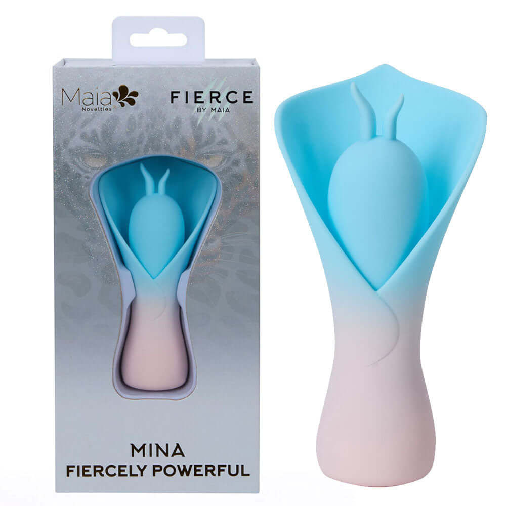 Maia MINA - Blue - Blue/Pink USB Rechargeable Fluttering Flower Stimulator
