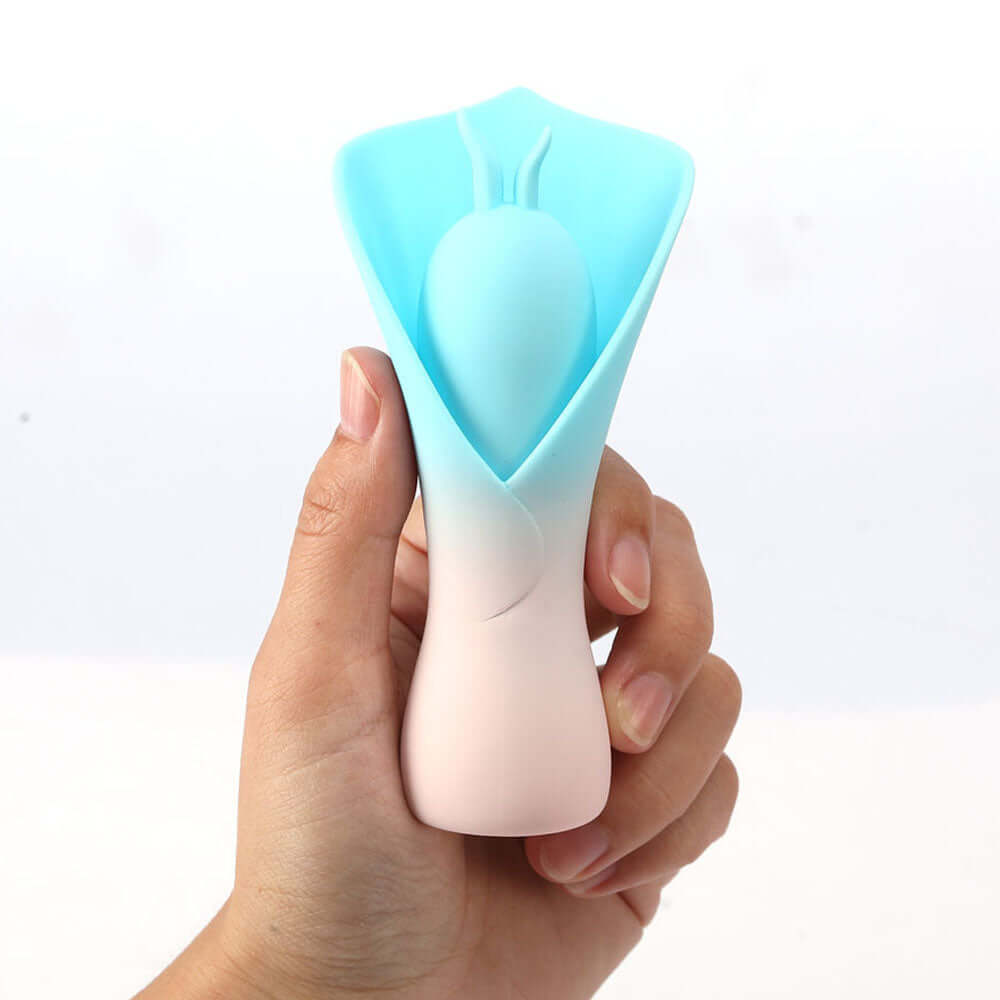 Maia MINA - Blue - Blue/Pink USB Rechargeable Fluttering Flower Stimulator