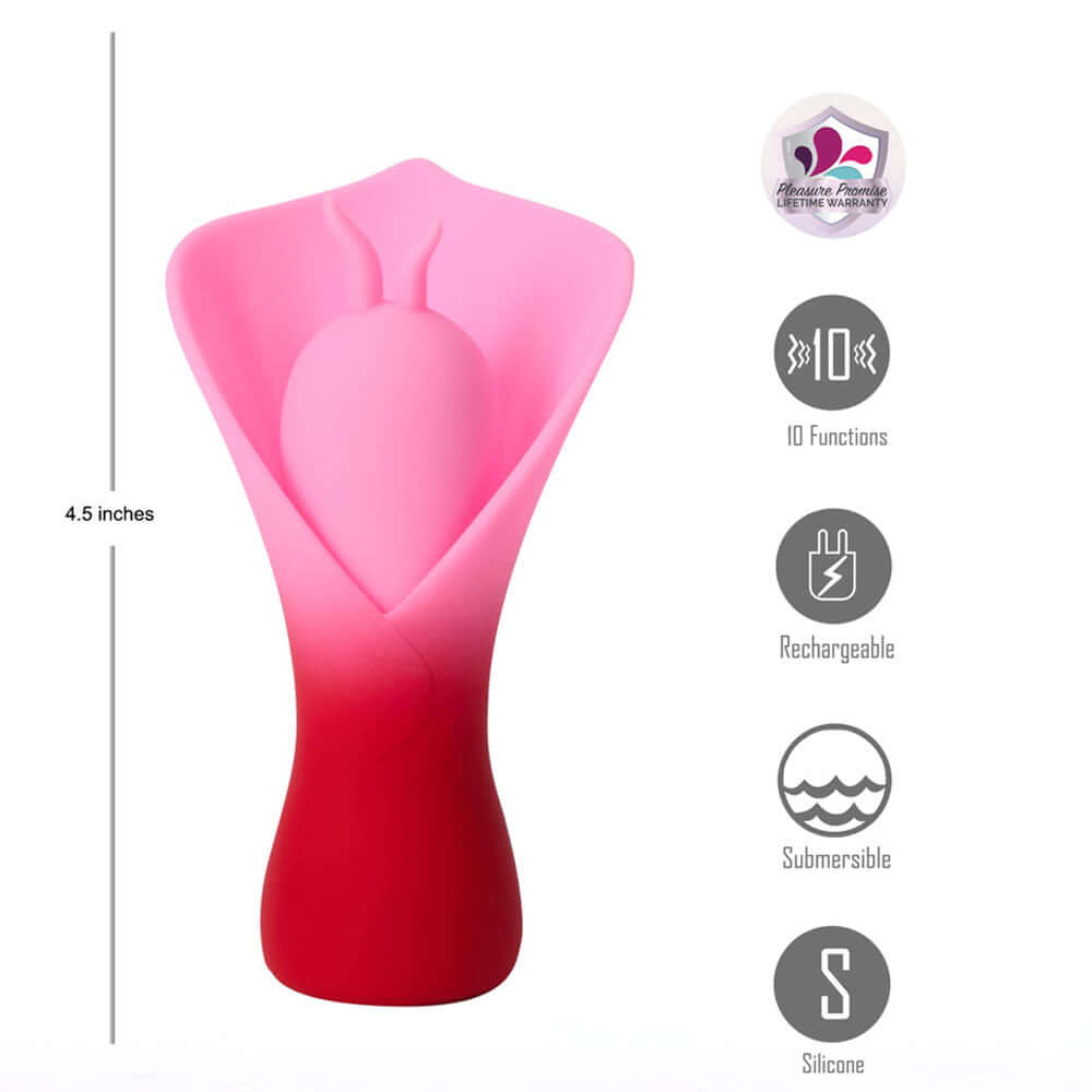 Maia MINA - Red - Red/Pink USB Rechargeable Fluttering Flower Stimulator