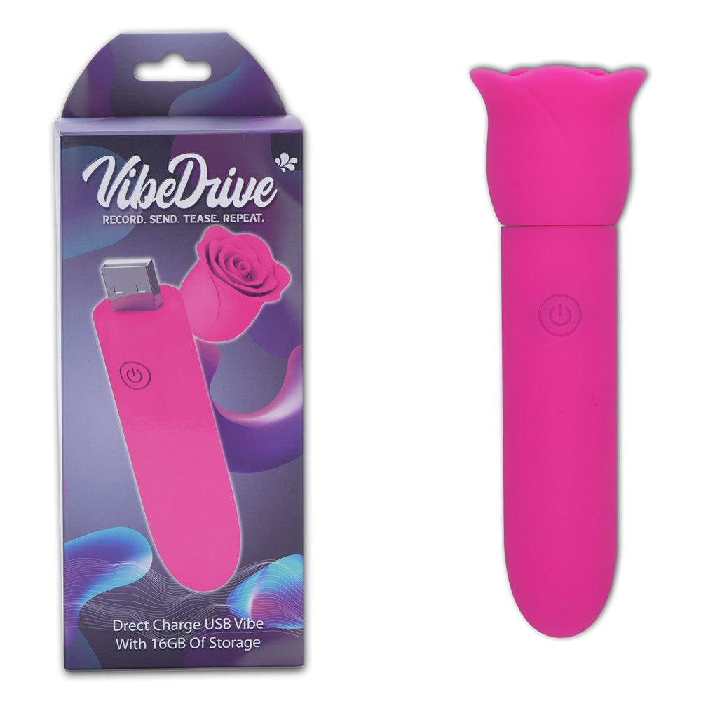 Maia VIBEDRIVE - Pink - Pink 10 cm USB Rechargeable Bullet with 16 GB Storage