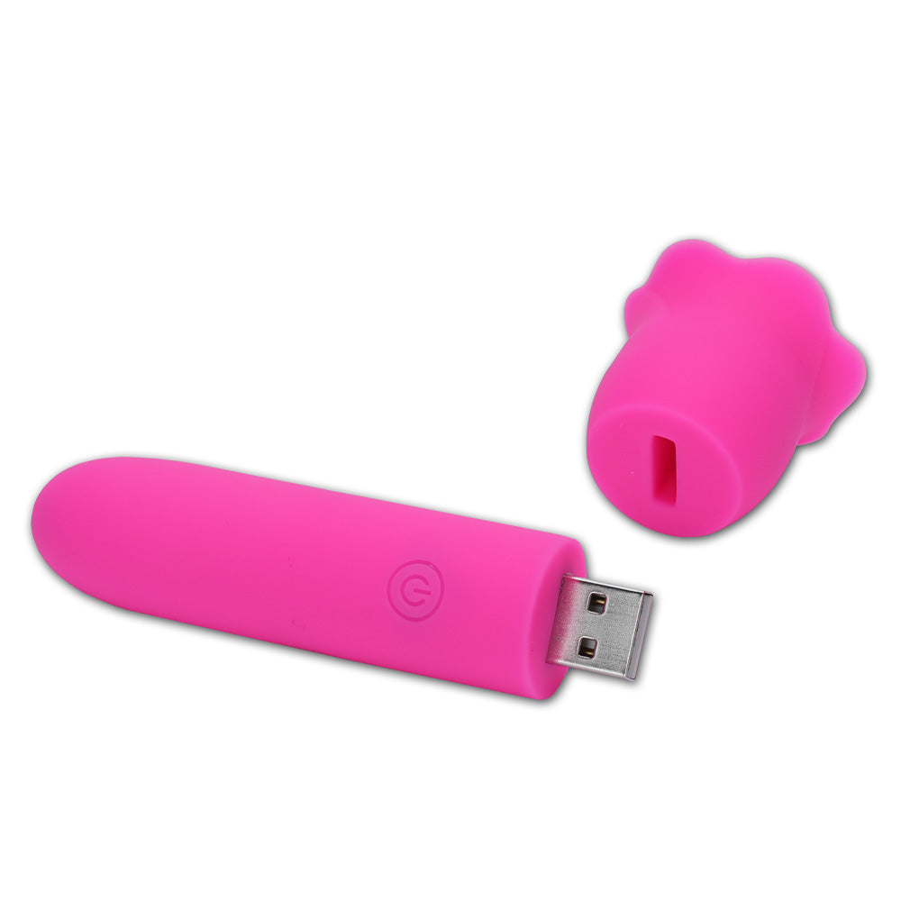 Maia VIBEDRIVE - Pink - Pink 10 cm USB Rechargeable Bullet with 16 GB Storage
