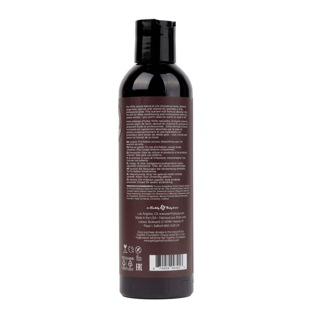 Hemp Seed Massage & Body Oil - Moroccan Nights (Earthy & Spicy-Sensual) Scented - 237 ml Bottle