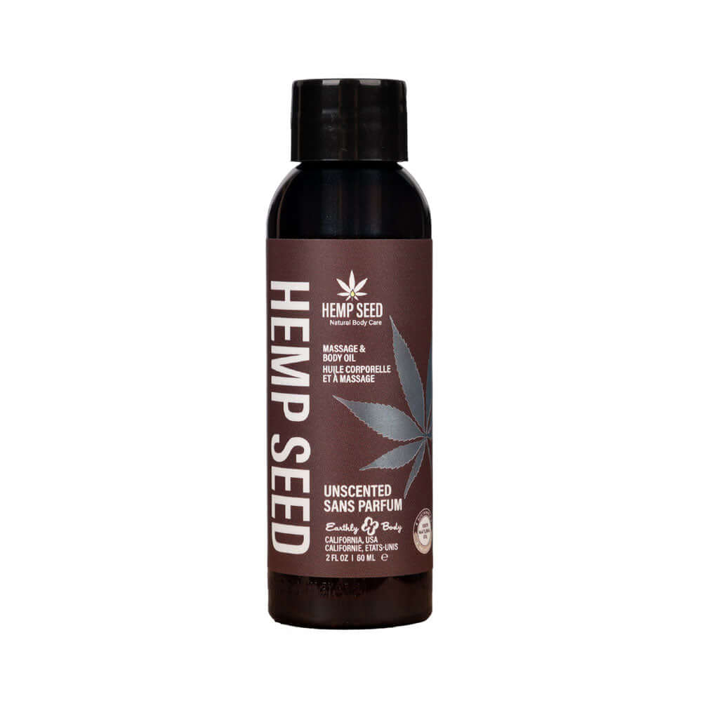 Hemp Seed Massage & Body Oil - Unscented - 59 ml Bottle