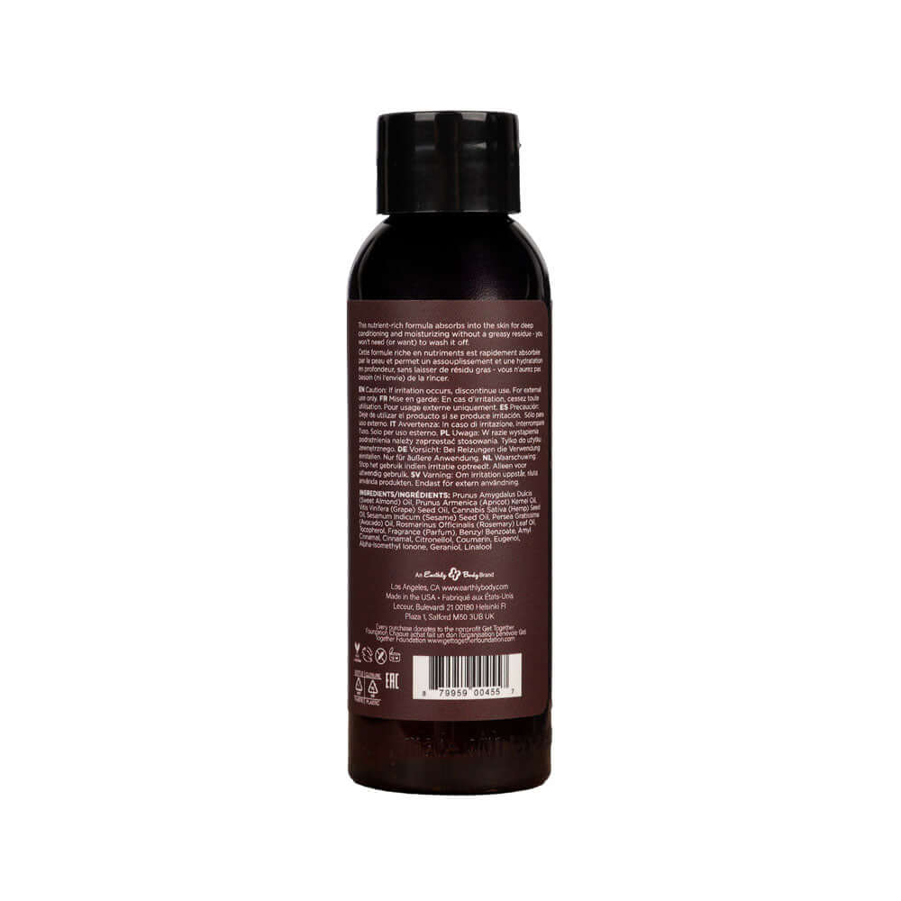 Hemp Seed Massage & Body Oil - Nag Champa (East Indian Incense) Scented - 59 ml Bottle