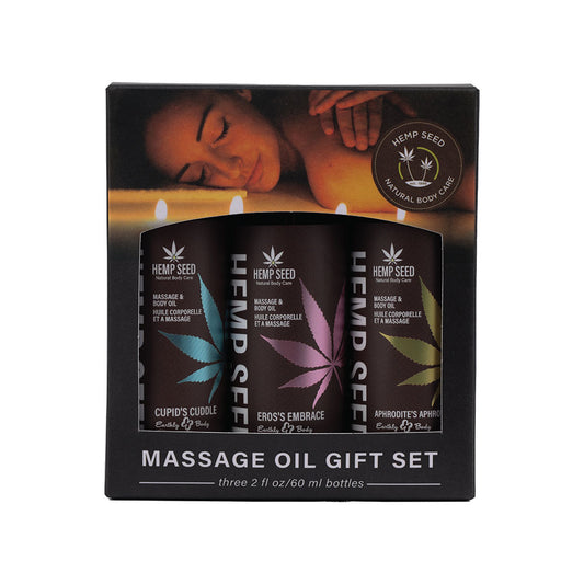 Hemp Seed Massage Oil Trio Gift Set Scented Massage Oils - 3 x 59 ml Bottles