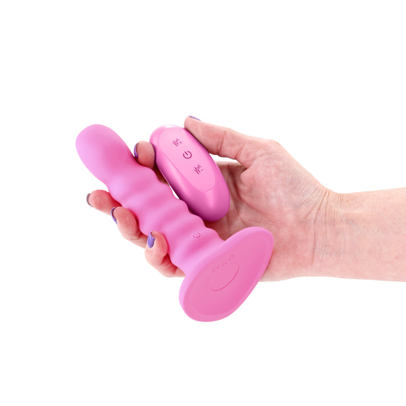 Colours Ribbed - 5'' Vibrating Dildo - Pink - Pink 14.5 cm USB Rechargeable Vibrating Dildo with Wireless Remote