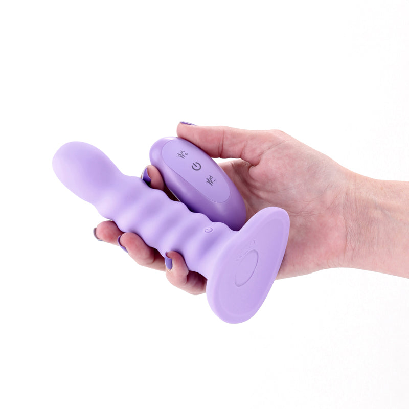 Colours Ribbed - 5'' Vibrating Dildo - Purple - Purple 14.5 cm USB Rechargeable Vibrating Dildo with Wireless Remote