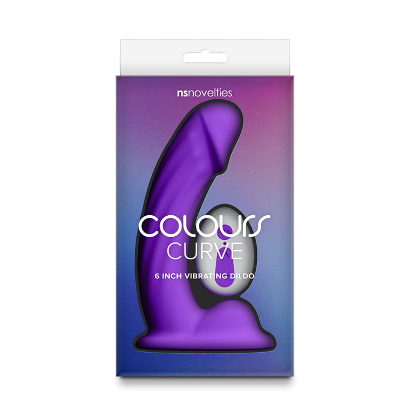 Colours Curve - Vibrating 6'' Dildo - Purple - Purple 16.4 cm USB Rechargeable Vibrating Dildo with Wireless Remote