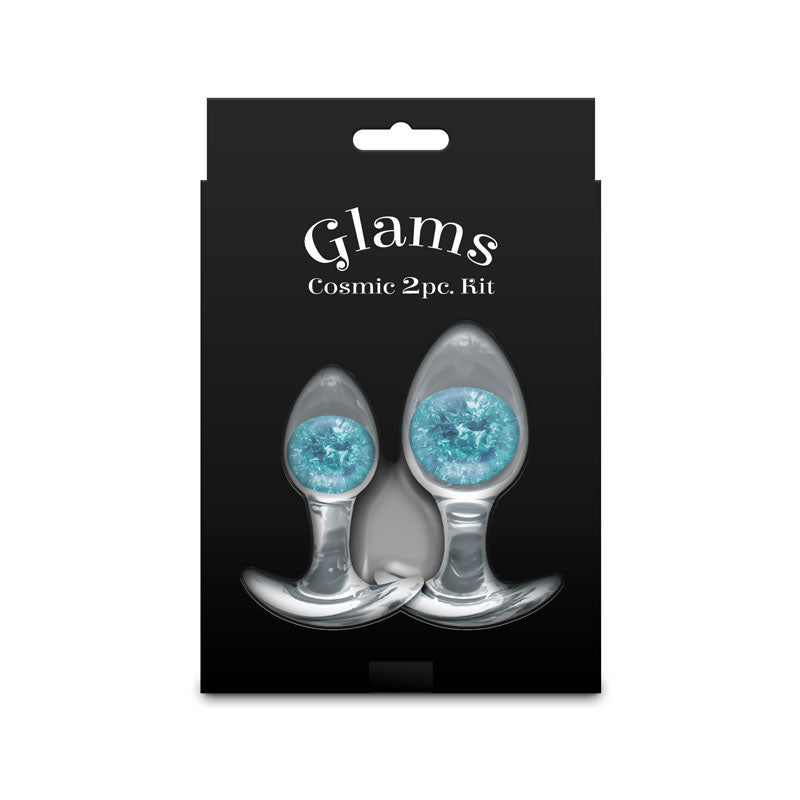 Glams Cosmic 2pc Kit - Blue - Clear/Blue Butt Plugs - Set of 2 Sizes