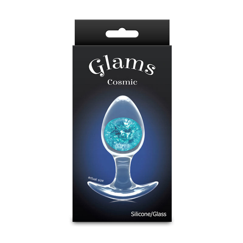 Glams Cosmic - Medium - Blue - Clear/Blue 9.5 cm Small Butt Plug