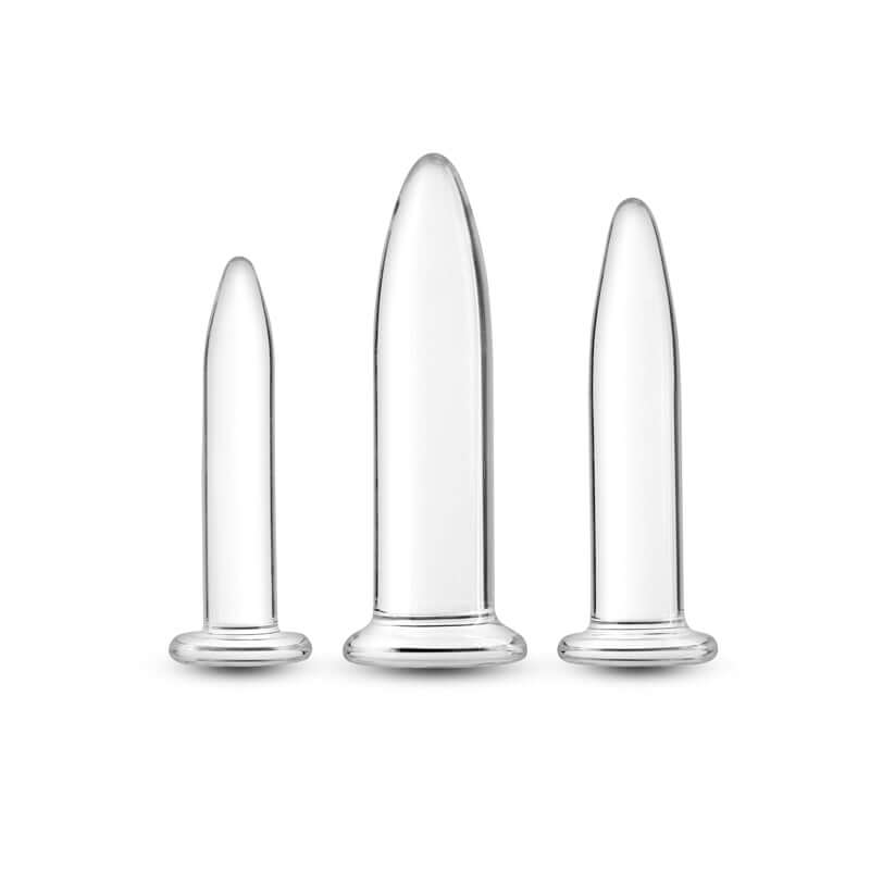 Crystal - 3pc Trainer Kit - Clear - Clear Glass Anal Plugs - Set of 3 Sizes
