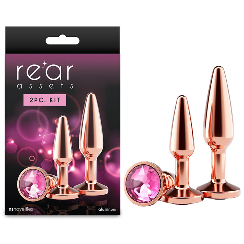 Rear Assets Tapered Trainer Kit - Rose Gold - Rose Gold Metal Butt Plugs - Set of 2 Sizes