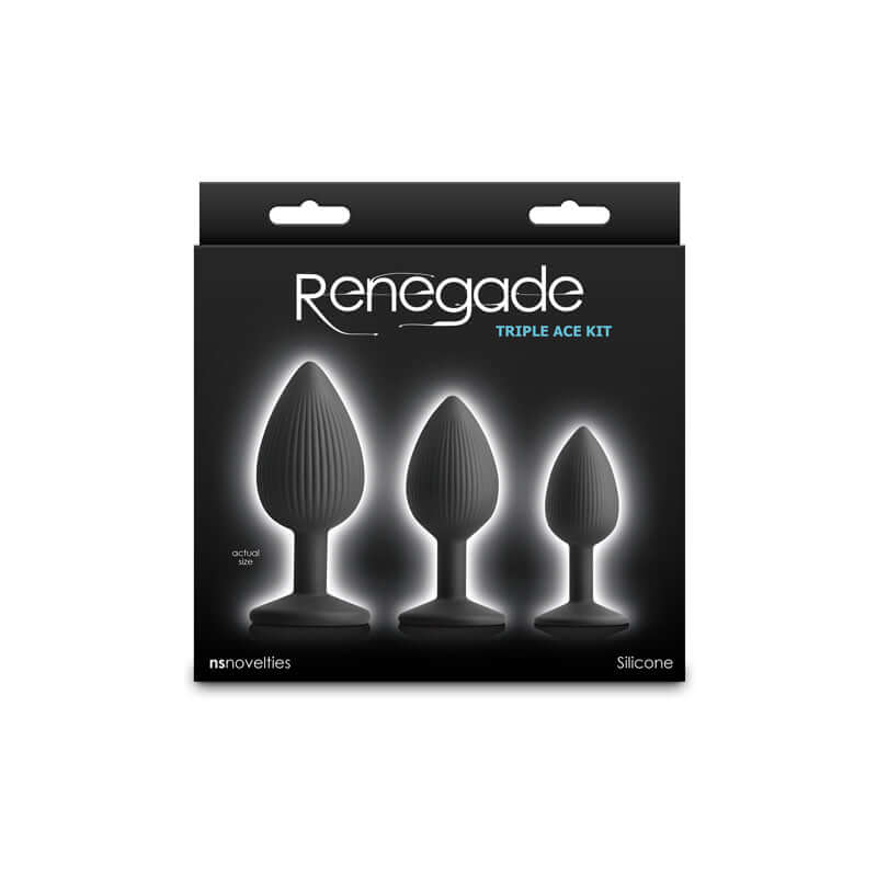 Renegade Triple Ace Kit - Black - Black Butt Plugs - Set of 3 Sizes