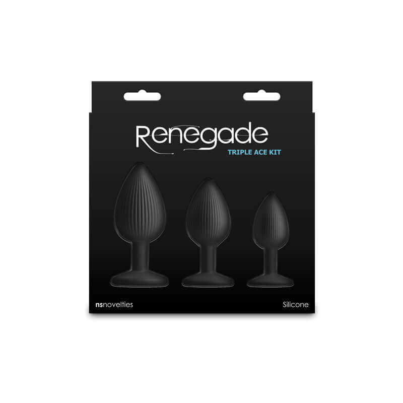 Renegade Triple Ace Kit - Black - Black Butt Plugs - Set of 3 Sizes